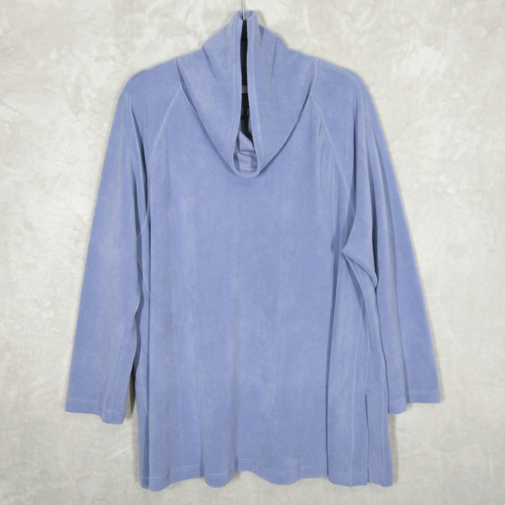 Jill Fit Women XL Light Blue Fleece Cowl Neck Long Sleeve Tunic Top